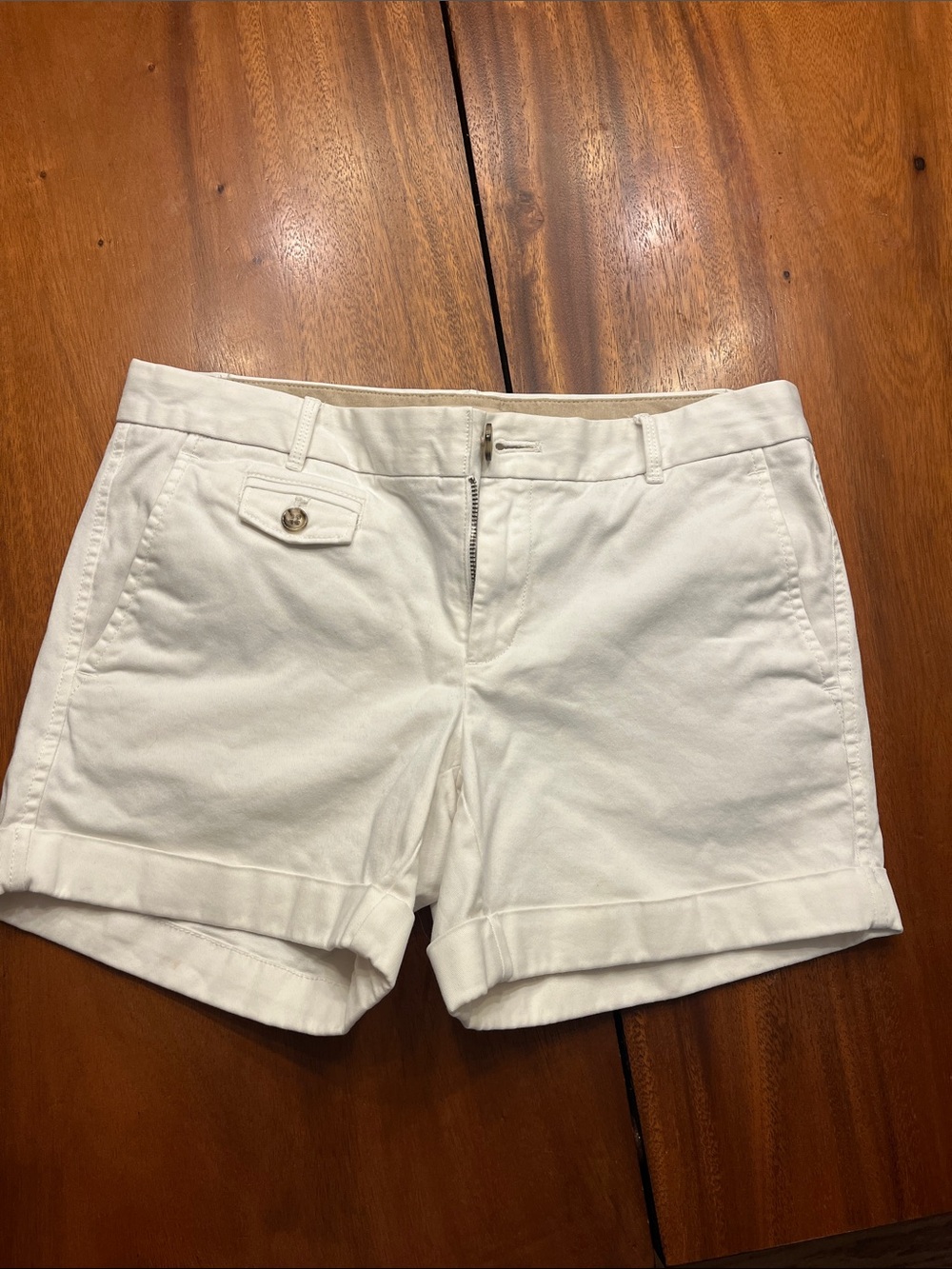 Banana Republic White Cuffed Chino Shorts